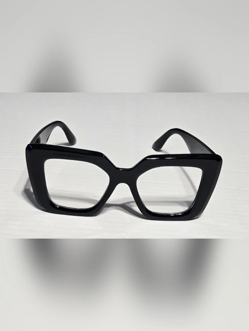 Oversized Square Blue Light Glasses Black Fashion Eyeglass Frames Clear Lens